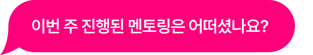 이번 주 진행된 멘토링은 어떠셨나요?
