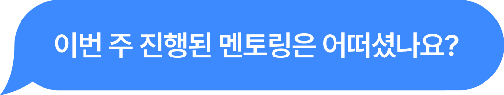 이번 주 진행된 멘토링은 어떠셨나요?