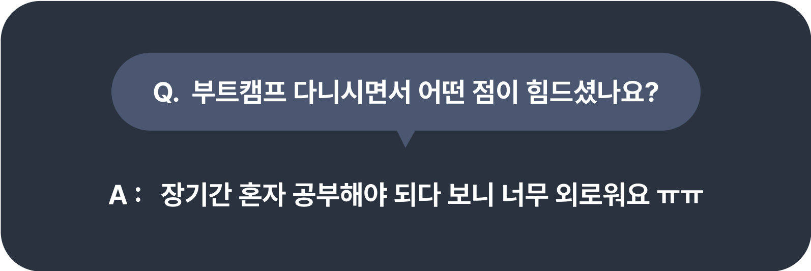 부트캠프의 힘든점 큐앤에이