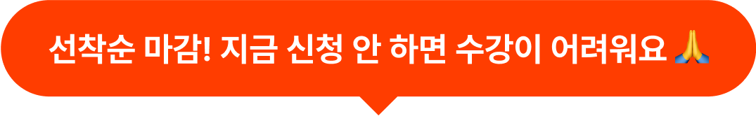 선착순 마감! 지금 신청 안 하면 수강이 어려워요.